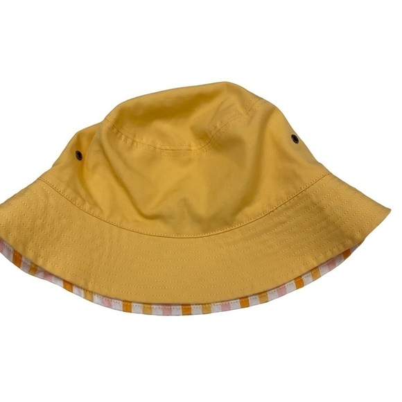Reversible Yellow/Stripes Bucket Hat Summer Beach Wear - Picture 3 of 8
